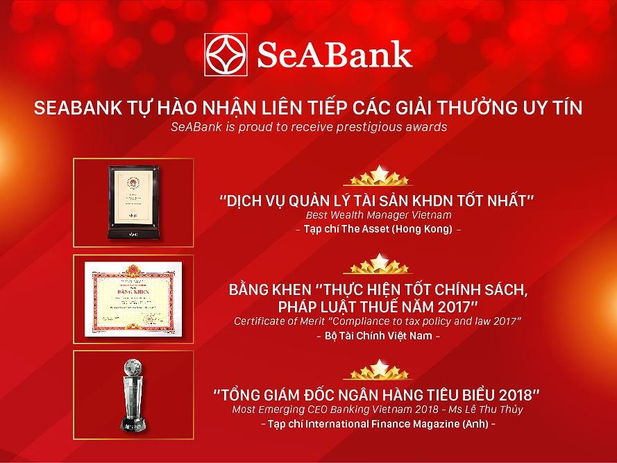 SeABank lần thứ 2 liên tiếp nhận giải thưởng “Finest Wealth Manager Vietnam”